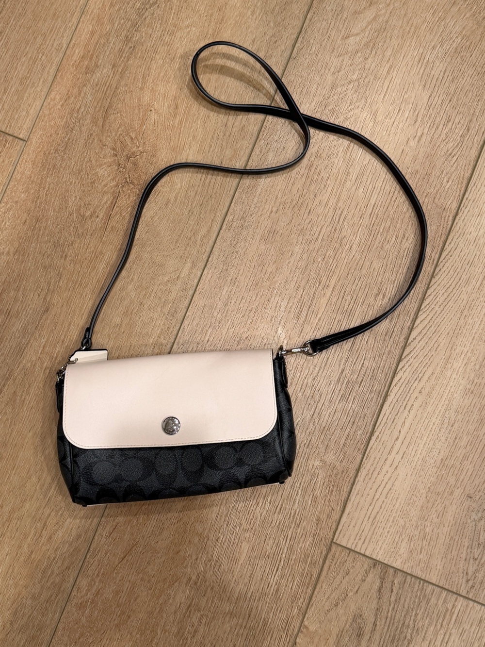 Coach Two-Tone Crossbody Bag in Black and Cream
